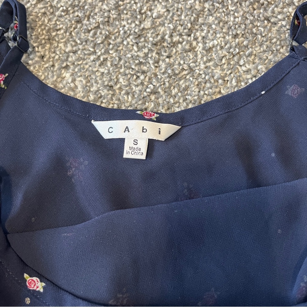 CAbi Navy Blue Floral Tank Size S - Picture 5 of 8